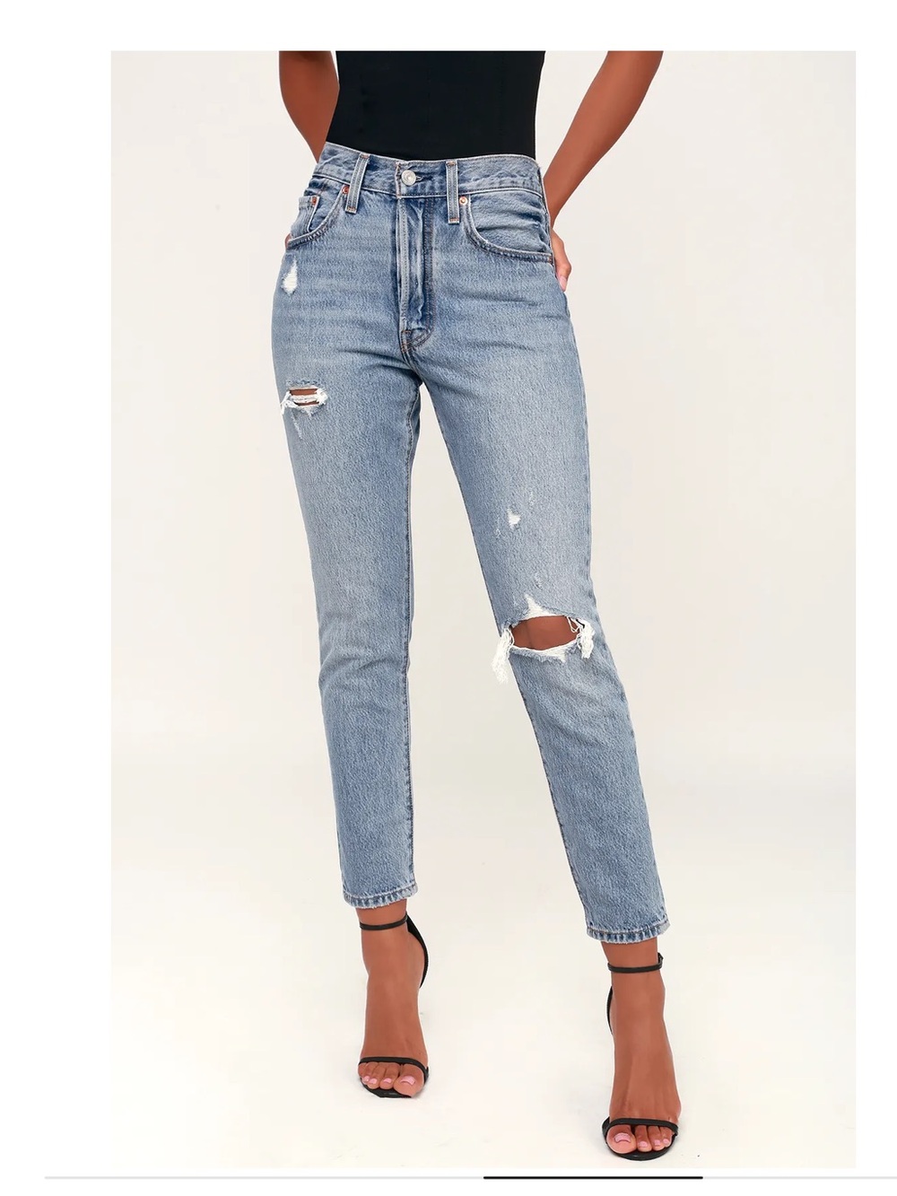Levi's Women's 501 Light Blue Distressed Ankle Jeans